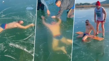 Viral Video: जमी हुई झील में तैरने का चढ़ा शौक, अंदर जाते ही रास्ता भटक गया शख्स, फिर जो हुआ...