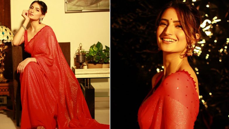 Palak Tiwari ने रेड साड़ी में शेयर की स्टनिंग तस्वीरें, फैंस को दी क्रिसमस की शुभकामनाएं (View Pics)