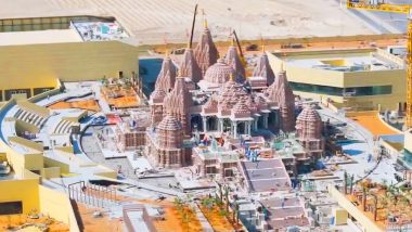 UAE Hindu Mandir Drone Video: अबू धाबी में बन रहा भव्य हिंदू मंदिर, PM मोदी करेंगे उद्घाटन, ड्रोन वीडियो में देखें निर्माण कार्य का अद्भुत नजारा!