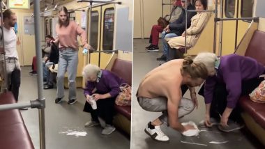 सफर के दौरान ट्रेन में बुजुर्ग महिला के हाथ से गिर गई ड्रिंक, शख्स ने कुछ इस तरह से की उसकी मदद (Watch Viral Video)