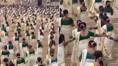 Traditional Dance Before PM Modi Visit: पीएम मोदी की केरल यात्रा से पहले त्रिशूर में 2000 मलयाली महिला मोंक ने किया मेगा तिरुवथिरा पारंपरिक डांस, देखें वीडियो