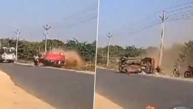 Horrific Accident caught on camera: सिद्दीपेट के हुसैनाबाद में भीषण सड़क हादसा, भयानक तरीके से पलटी कार