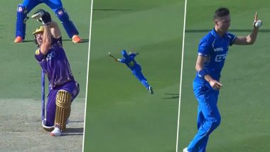 ILT20, Trent Boult One-Handed Catch Video: ट्रेंट बोल्ट ने हवा में उड़ते हुए एक हाथ से लपका शानदार कैच, कमेंटेटर बोले- सुपरमैन मैदान में नज़र आया, देखें वीडियो