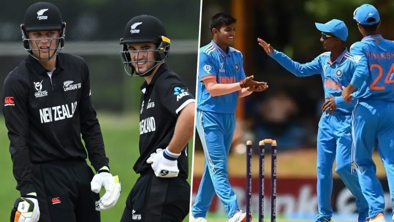 IND Beat NZ, ICC U19 World Cup 2024: U19 विश्व कप के सुपर सिक्स मुकाबले में टीम इंडिया ने न्यूजीलैंड को 214 रन से धोया, मुशीर खान ने ठोका शतक, तो सौम्य पांडेय ने झटके 4 विकेट