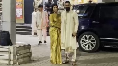 Katrina Kaif And Vicky Kaushal Left For Ayodhya: राम मंदिर प्राणप्रतिष्ठा से पहले गोल्डन साड़ी पहने कैटरीना कैफ और विक्की कौशल अयोध्या के लिए हुए रवाना