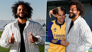 Marcelo Visits Real Madrid Training in Valdebabas: वाल्देबाबास में प्रैक्टिस के दौरान मार्सेलो ने अपने पुराने साथियों से की मुलाकात, वीडियो किया शेयर