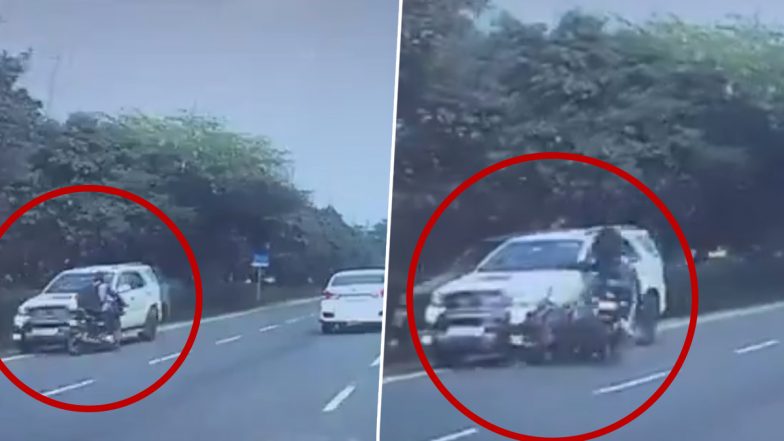 Noida Road Accident: रॉन्ग साइड से तेज रफ्तार से आ रहे फॉर्च्यूनर ने बाइक को मारी टक्कर, सवार गंभीर रूप से घायल, वारदात CCTV में कैद- VIDEO