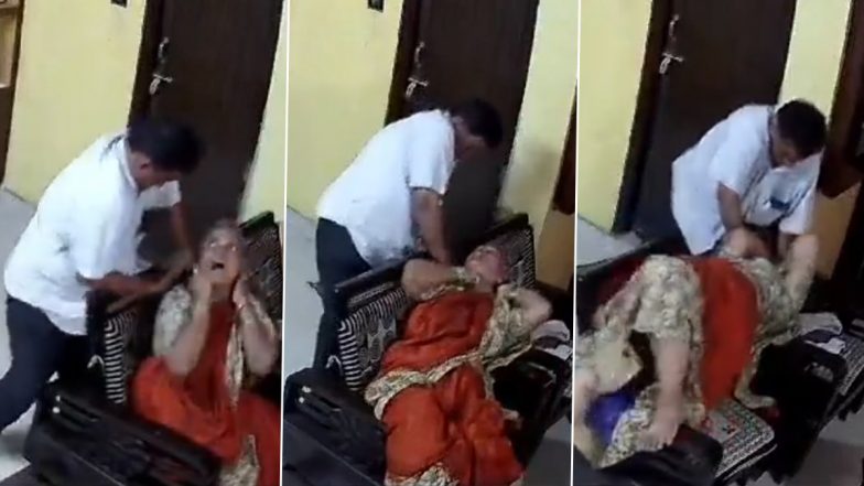 Attempted Murder Caught on Camera: आंध्र प्रदेश में शख्स ने बुजुर्ग महिला की सोने की चेन छीनने  के लिए तौलिये से गला दबा कर मारने की कोशिश की, खौफनाक वीडियो CCTV में कैद