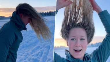 Viral Video: सर्दी का सितम! स्वीडन में शून्य से नीचे तापमान में बाहर निकलते ही जम गए महिला के बाल