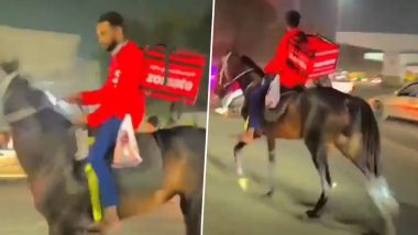 Zomato Rider On Horse Video: हैदराबाद में घोड़े पर सवार होकर खाना पहुंचाने निकला डिलीवरी बॉय, वीडियो हुआ वायरल