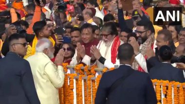 VIDEO: राम मंदिर परिसर में PM मोदी ने अमिताभ बच्चन का किया स्वागत, देखें वीडियो
