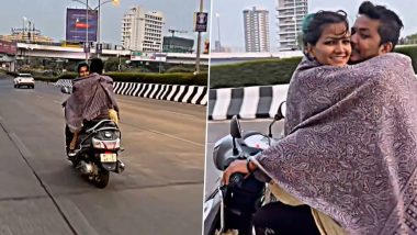Couple Romance on Scooty: मुंबई में सरेआम स्कूटी पर प्रेमी जोड़े का रोमांस, वीडियो वायरल होने पर कार्रवाई की मांग