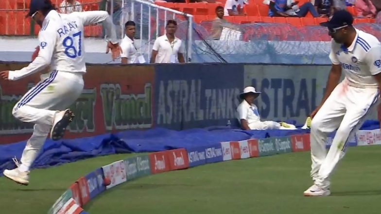 Fielding Errors By Ashwin- Rajat: इंग्लैंड के खिलाफ पहले टेस्ट में आर अश्विन और रजत पाटीदार के बीच दिखी तालमेल में कमी, फील्डिंग के दौरान नहीं रोक पाएं चौका, देखिएं वीडियो