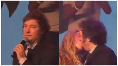 Argentine President Kisses On Stage: अर्जेंटीना के राष्ट्रपति जेवियर माइली ने स्टेज पर गर्लफ्रेंड को किया किस, देख हैरान रह गए दर्शक, देखें वीडियो