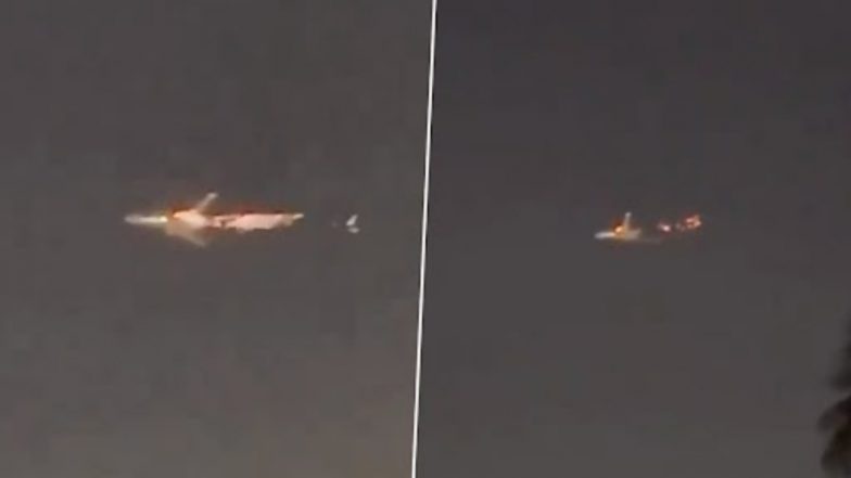 Plane Catches Fire Video: उड़ान भरने के तुरंत बाद फ्लाइट में लगी आग, मच गई अफरा-तफरी