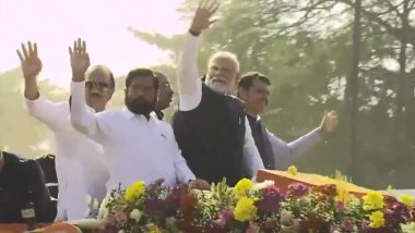 PM Modi Road Show in Nashik: नासिक में पीएम मोदी का रोड शो, सीएम शिंदे, देवेंद्र फडणवीस, अजित पवार भी मौजूद