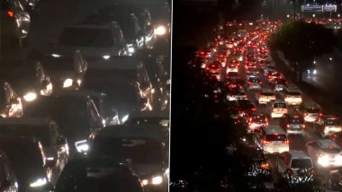 Heavy Traffic in Delhi Noida Border: गाजीपुर बॉर्डर पर भारी ट्रैफिक, रेंगती दिखी गाड़ियां- VIDEO
