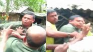Tmc Leader Sandeshkhali : गुस्साए लोगों ने टीएमसी के नेता अजित मैती के घर पर हमला कर मारपीट की : देखें वीडियो