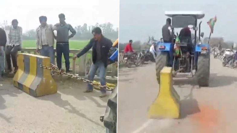 Farmer's Protest: हरियाणा बार्डर पर उग्र हुआ किसान आंदोलन, प्रदर्शनकारियों ने हटाए सीमेंट बैरिकेड- VIDEO