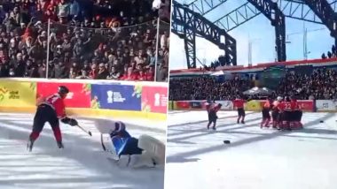 Khelo India Winter Games Ice Hockey 2024: भारतीय सेना ने तिब्बतन बॉर्डर पुलिस को 3-1 से हराया, देखें मैच के दृश्य