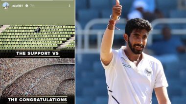 Jasprit Bumrah Instagram Story: 'समर्थन बनाम बधाई' ICC टेस्ट रैंकिंग में नंबर 1 गेंदबाज बनने के बाद जसप्रित बुमराह ने साझा किया इंस्टाग्राम स्टोरी