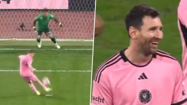 Lionel Messi’s Hilarious Reaction: विसेल कोबे बनाम इंटर मियामी मैच के दौरान रॉबर्ट टेलर के पेनल्टी चूकने पर लियोनेल मेस्सी नहीं रोक पाए अपनी हसी, वीडियो हुआ वायरल