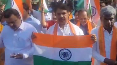 BJP Tiranga Yatra: कांग्रेस के खिलाफ बीजेपी ने निकाली तिरंगा यात्रा, सैयद नसीर हुसैन पर कार्रवाई की मांग की- VIDEO