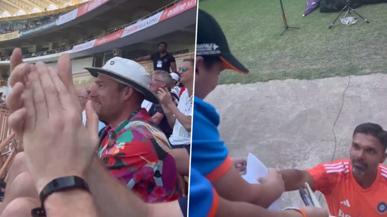 Washington Sundar's Autograph: इंग्लैंड के खिलाफ तीसरे टेस्ट के दौरान बार्मी आर्मी ने छोटे बच्चे को वाशिंगटन सुंदर का ऑटोग्राफ लेने में की मदद, देखें खुबसूरत वीडियो