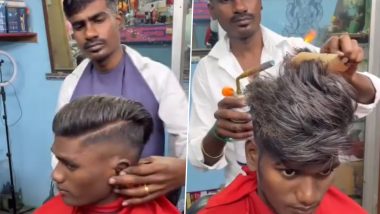 Viral Video: कैंची की जगह आग की लपटों से कस्टमर के बाल कट करता दिखा बार्बर, वीडियो देख उड़े लोगों के होश