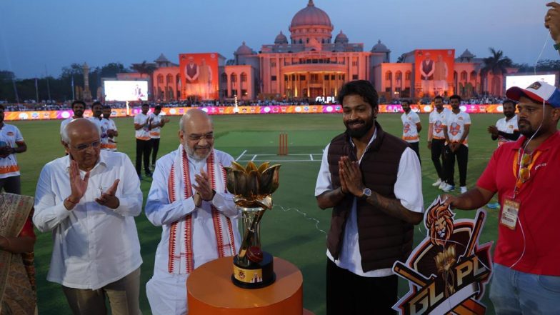 Hardik Pandya Meets HM Amit Shah: गांधीनगर लोकसभा प्रीमियर लीग के उद्घाटन के दौरान हार्दिक पंड्या ने गृह मंत्री अमित शाह से की मुलाकात, देखें तस्वीर