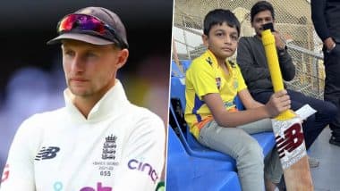 Joe Root Gifts Bat To Young Fan: भारत के खिलाफ तीसरे टेस्ट के बाद CSK जर्सी पहने छोटे बच्चे को जो रूट ने गिफ्ट में दिया अपना बैट, देखें तस्वीर