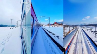 VIDEO: भारत का स्वर्ग! कश्मीर में बर्फ से ढके पहाड़ों के बीच सफेद चादर पर दौड़ी ट्रेन, देखें दिल छू लेने वाला वीडियो