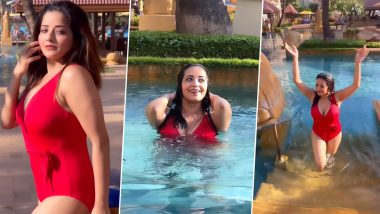 भोजपुरी एक्ट्रेस Monalisa ने रेड बिकनी पहन स्विमिंग पूल में लगाई आग, एक्ट्रेस के किलर पोज देख यूजर्स हुए घायल (Watch Video)