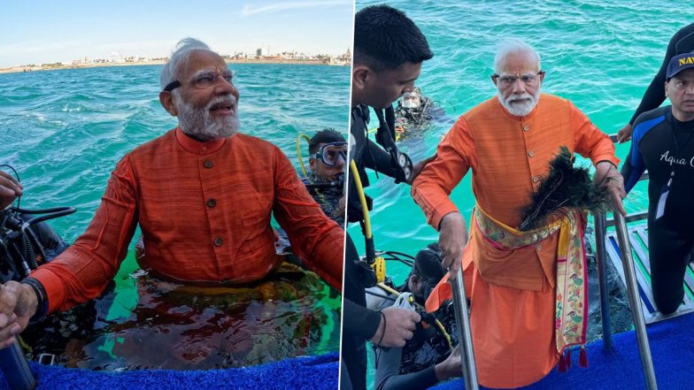 PM Modi: पीएम मोदी ने द्वारका में लगाई आस्था की डूबकी, कहा- भगवान कृष्ण हम सभी को आशीर्वाद दें (View Pics)