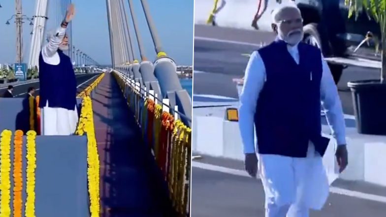 Sudarshan Setu, Cable-stayed Bridge: गुजरात दौरे पर पीएम मोदी, देश के सबसे लंबे केबल ब्रिज 'सुदर्शन सेतु' का किया उद्घाटन, देखें वीडियो