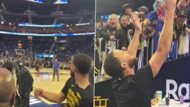 Stephen Curry Full Court Shot: गोल्डन स्टेट वॉरियर्स के स्टार स्टीफ़न करी ने किया नायाब कारनामा, स्टैंड से खेला फुल-कोर्ट शॉट, देखें वायरल वीडियो