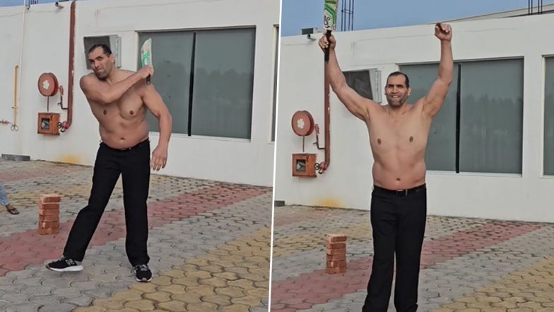 The Great Khali Play&nbsp;Cricket:&nbsp;द ग्रेट खली ने कंपाउंड में खेले क्रिकेट, WWE स्टार ने एक हाथ से ही मारा जोरदार शॉट, गुम हुई गेंद, वीडियो देखें