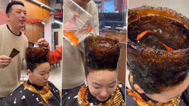 OMG! महिला ने बालों को स्टाइल करके सिर पर बनवाया यूनिक एक्वेरियरम, जिसमें तैरती दिखीं मछलियां (Watch Viral Video)