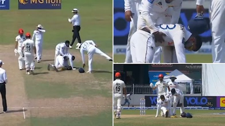 Sadeera Samarawickrama Injury Video: अफगानिस्तान के खिलाफ टेस्ट में जम्प कर निशान मदुशंका को बचाते समय सदीरा समरविक्रमा को लगी चोट, देखें वीडियो