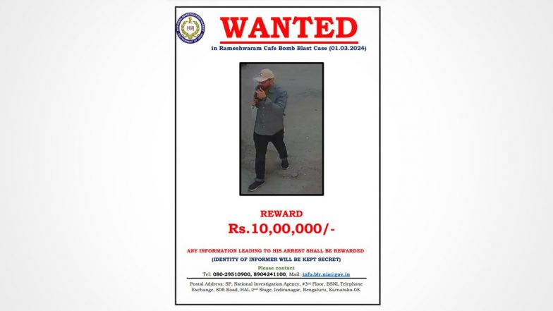 Bengaluru Blast Update: बेंगलुरु कैफे ब्लास्ट केस, NIA ने हमलावर की सूचना देने पर 10 लाख का इनाम घोषित किया (Watch Tweet)