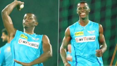 Shamar Joseph at LSG Training Camp: IPL से पहले एलएसजी नेट्स में दिखे शमर जोसेफ, उनकी मुस्कान ने जीते लाखों दिल, देखें वीडियो