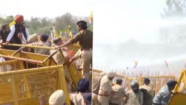 Chandigarh: प्रदर्शन कर रहें आप कार्यकर्ताओं पर पुलिस ने छोड़ी वाटर कैनन की बौछारें -Video