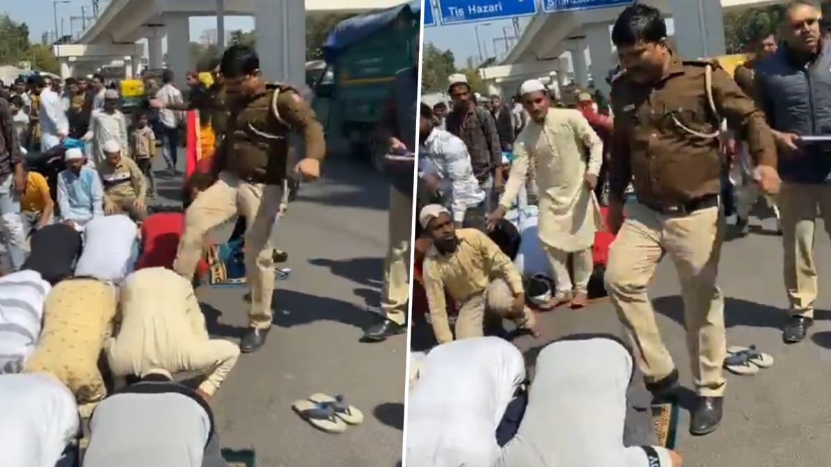 Delhi: नमाज पढ़ रहे लोगों को लात मारना पुलिस वाले को पड़ा भारी, हुआ सस्पेंड- देखें वीडियो