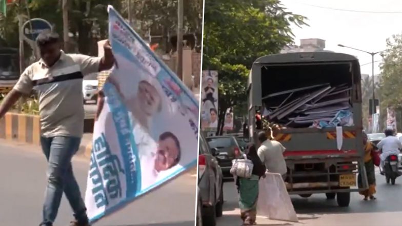 आचार संहिता के चलते बीएमसी ने कांग्रेस के राहुल गांधी की यात्रा के स्वागत से जुड़े सभी बैनर्स उतारे -Video