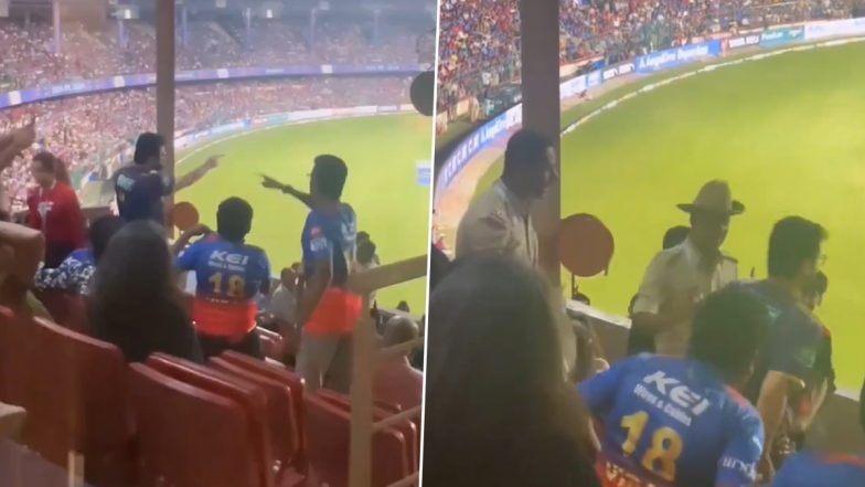 KKR और RCB फैंस के बीच तीखी नोकझोक, पुलिस ने आकर कराया शांत, देखें वीडियो