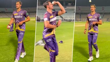 Mitchell Starc At KKR Practice Camp: मिचेल स्टार्क ने आईपीएल से पहले KKR के प्रशिक्षण सत्र के दौरान जमकर बहाया पसीना, देखें वीडियो