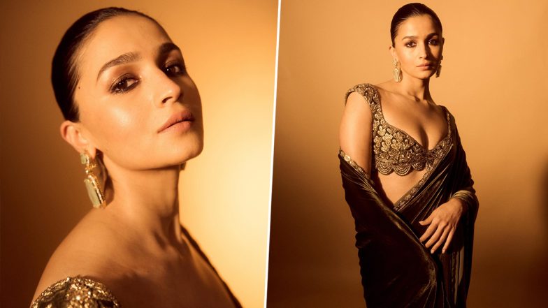 Alia Bhatt ने गोल्डन ब्राउन साड़ी में शेयर की स्टनिंग तस्वीरें, एक्ट्रेस की खूबसूरती देख दीवाने हुए फैंस (View Pics)