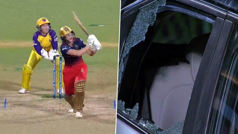 Ellyse Perry Breaks Car Window Glass: यूपी वारियर्स के खिलाफ WPL मैच के दौरान एलिसे पेरी ने मारी दमदार छक्का, डिस्प्ले में रखें कार की खिड़की के शीशा टूटा, देखें वीडियो