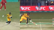 Babar Azam Run Out On Duck: इस्लामाबाद यूनाइटेड PSL मैच में एलेक्स हेल्स के डायरेक्ट हिट के बाद बाबर आजम हुए ज़ीरो पर आउट, देखें वीडियो