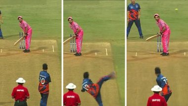 Para-Cricketer Bowls Using Legs: ISPL के सेलिब्रिटी स्पेशल क्रिकेट मैच में पैरा-क्रिकेटर आमिर हुसैन ने पैरों से की गेंदबाजी, देखें वीडियो